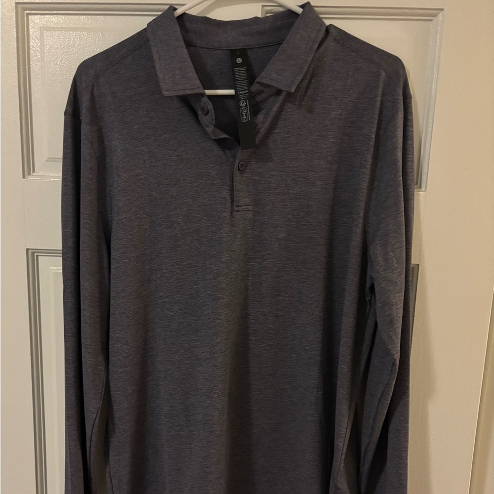 Lululemon Men’s Evolution Long Sleeve Polo – Blue Gray, Size Large (NWT)